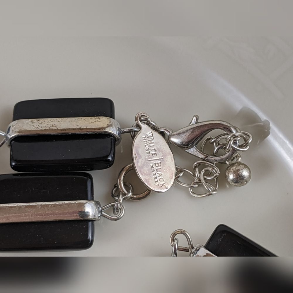 Whbm Black And Silver Rectangle Square Necklace - image 6